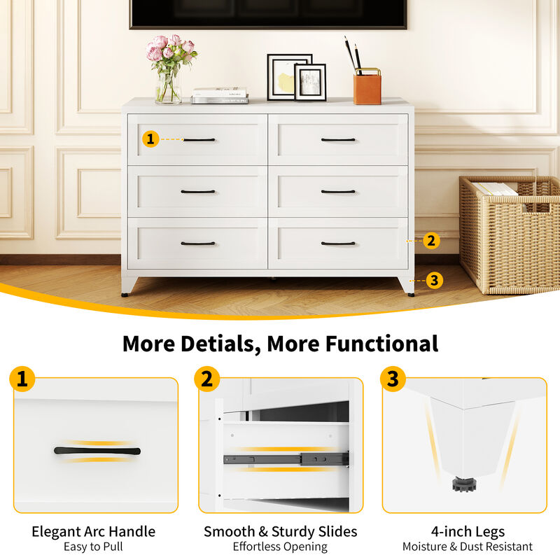 Kankes 6 Drawer Metal Dresse image number 4
