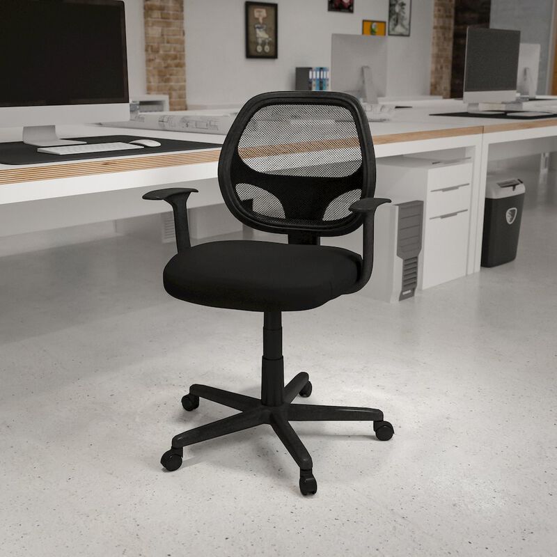 Flash Furniture Fundamentals Mid-Back Black Mesh Swivel Ergonomic Task Office Chair with Arms image number 9