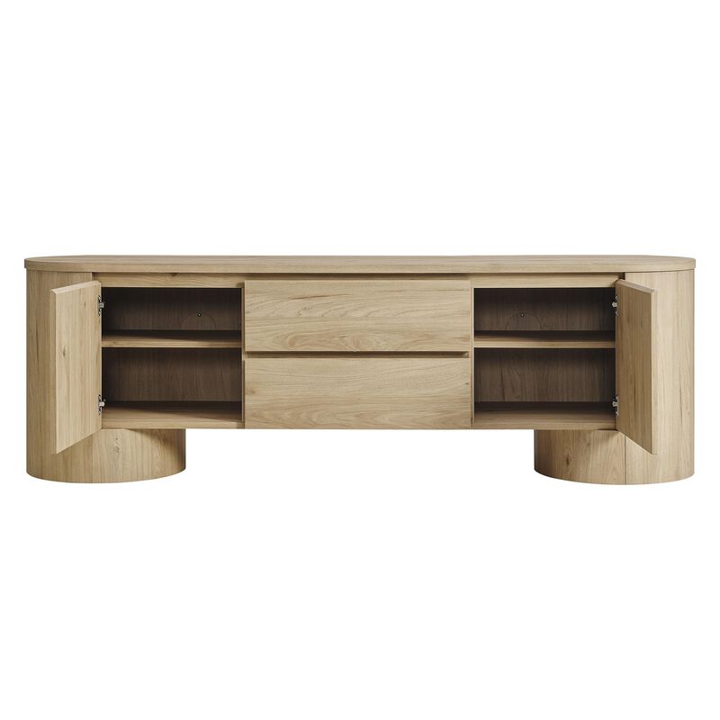 Modway Duval 71 Inch Oval TV Stand in Black &ndash; Low Profile Mid Century Modern Media Cabinet - Living Room Entertainment Center with Storage image number 7