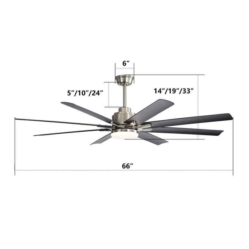 ELEMENT ACE Large 66 Inch Modern Ceiling Fan with Dimmable LED Lighting and Smart Remote Control Featuring Reversible DC Motor image number 2