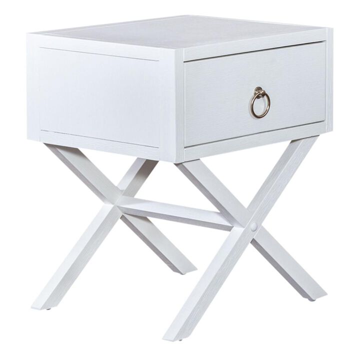 Liberty Furniture East End 1 Drawer Accent Table in Wirebrushed White