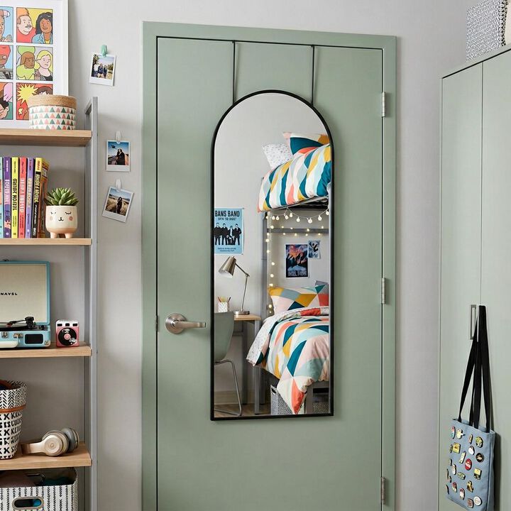 HomeRoots 47" Black Aluminum Arch Over the Door Framed Accent Mirror