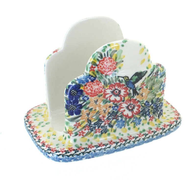 Blue Rose Polish Pottery Teresa Napkin Holder