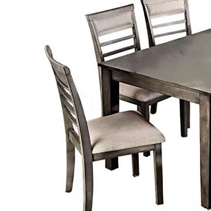 Taylah Transitional Style Seven Piece Gray Dining Set - Benzara