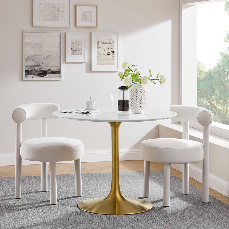 Modway - Lippa 40" Round Wood Dining Table Gold White