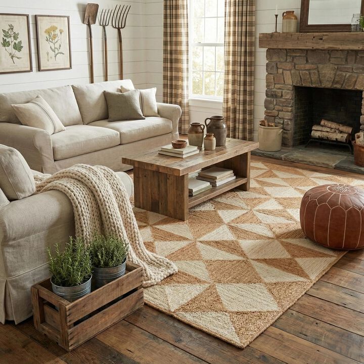 Hand Woven Two Tone Geometric Jute Carpet