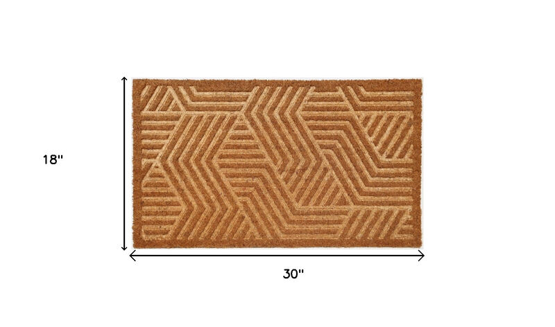 HomeRoots 18" X 30" Beige and White Coir Outdoor Door Mat image number 4