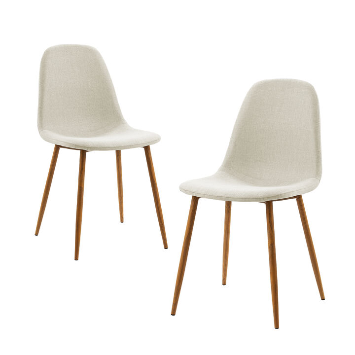Teamson Home Minimalista Dining Chair with Wood Grain Metal Legs (Set of 2)