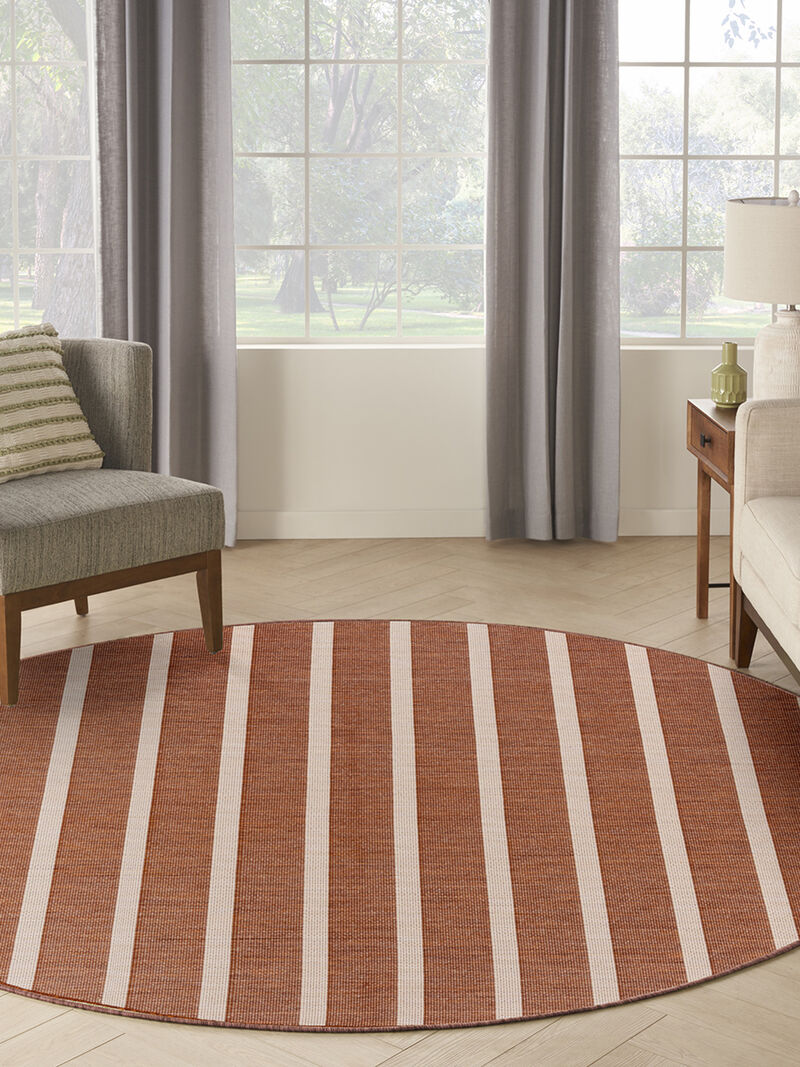 Positano POS03 Terracotta/Ivory 6' x Round Rug