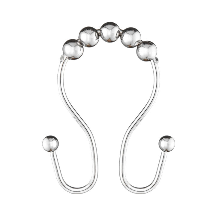 Utopia Alley Rust-Proof Stainless Steel Double Shower Curtain Hooks with Smooth Rolling Balls, Double Shower Hooks Hanger for Bathroom, Kitchen, Utensils, Curtains, Clothing, Towels etc - Set of 12