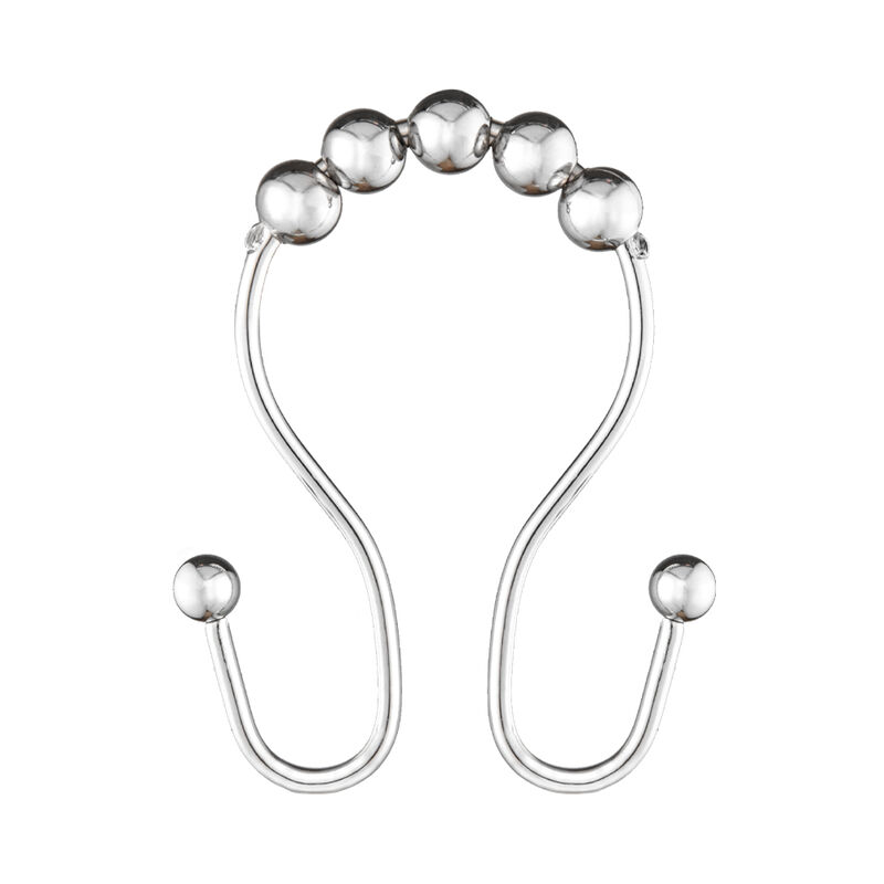 Stainless Steel Double Shower Curtain Hooks, Set of 12 image number 0