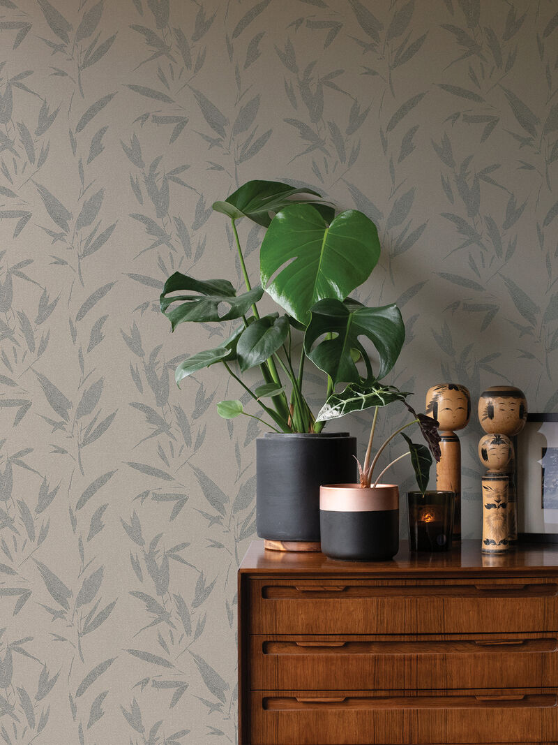 Kaiya Grey Leaves Wallpaper image number 4