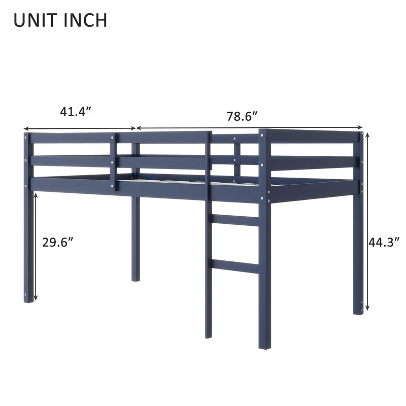 Whisen Twin Loft Bed with Ladder, Rubber Wood Space-Saving Design image number 9