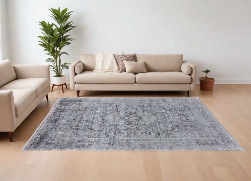 HomeRoots Oriental Power Loom Worn Faded Area Rug