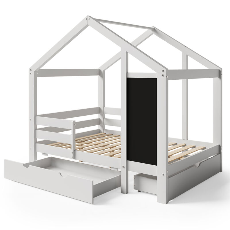 Merax Kids House Bed Frame with 2 Drawers