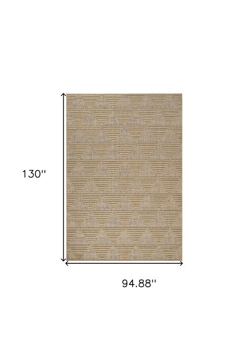 HomeRoots 8' X 11' Beige and Brown Geometric Distressed Indoor Outdoor Area Rug