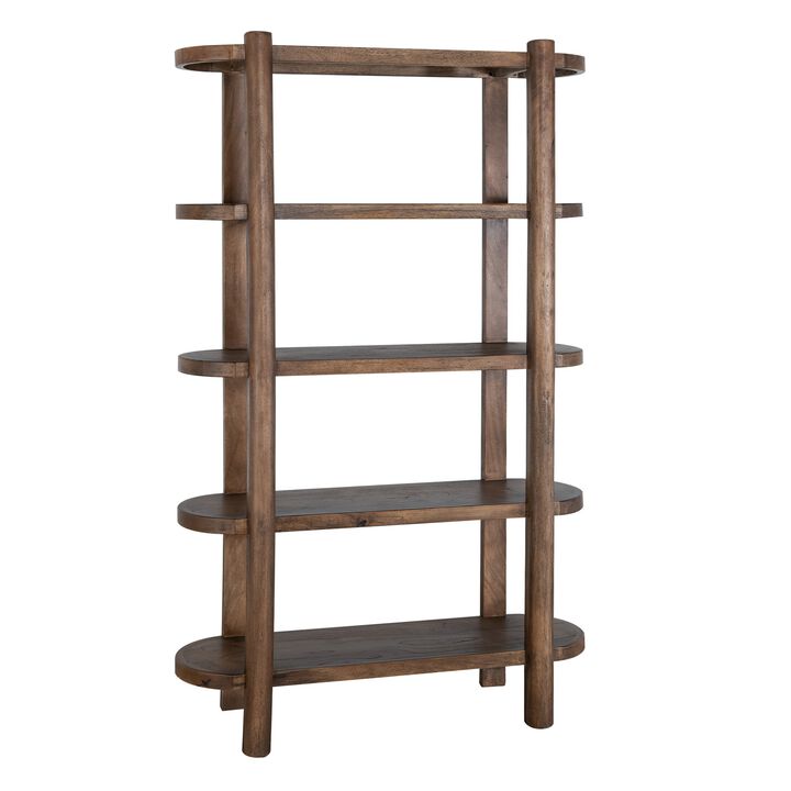 Eray Bookcase, 4 Shelves, Almond Barrel Brown Mango Wood, 71 Inch