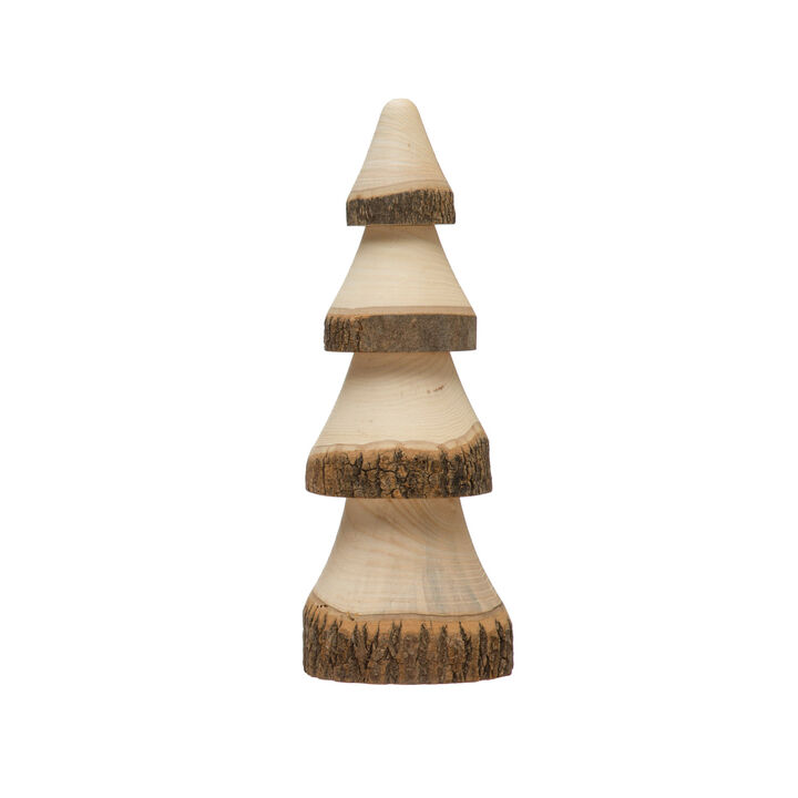 Hand-Carved Wood Tree, Natural
