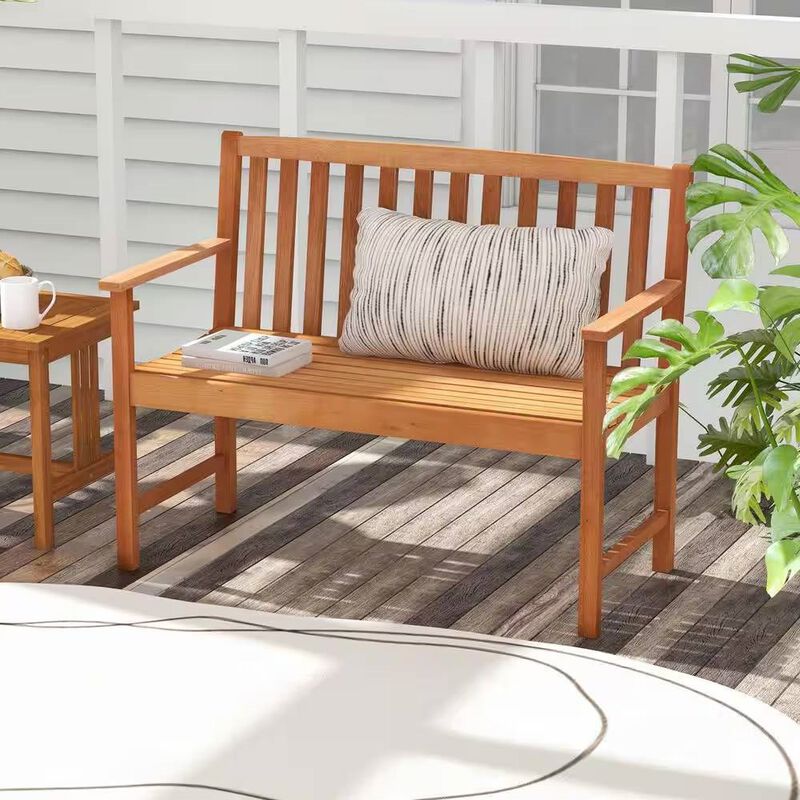 Solid Wood Outdoor Patio Garden Bench with 800 lbs Weight Capacity