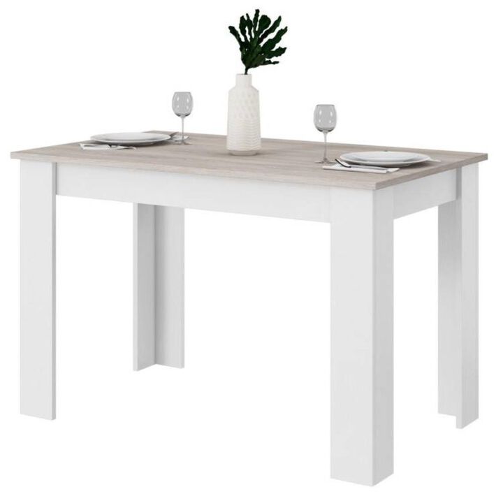 Hivvago 47-inch Kitchen Dining Table or Computer Desk in White Light Grey Wood Finish