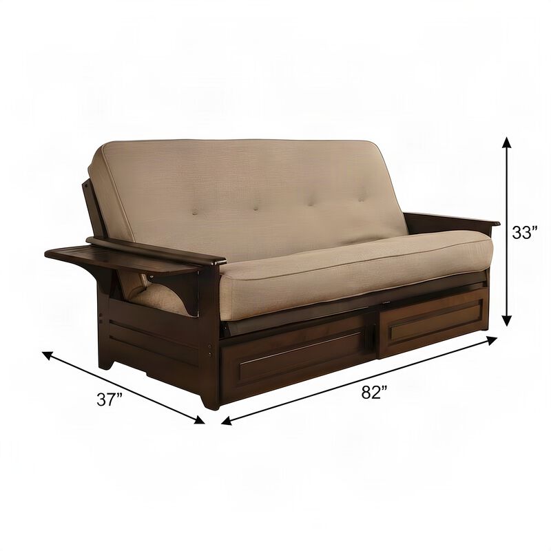Phoenix Frame-Espresso Finish-Linen Stone Mattress-Storage Drawers image number 6