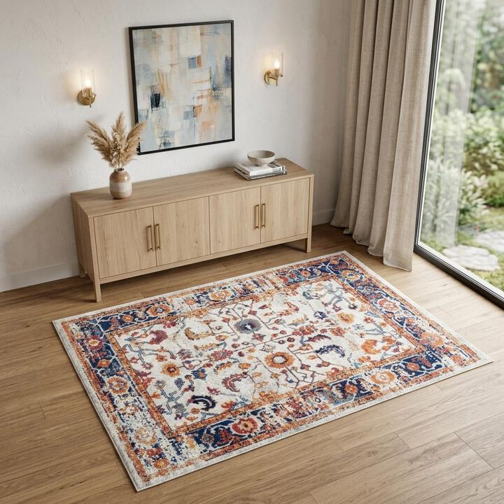 HomeRoots Floral Power Loom Area Rug
