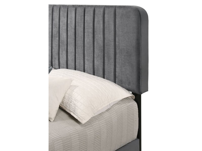 Lodi Velvet Upholstered Channel Tufted Full Panel Bed