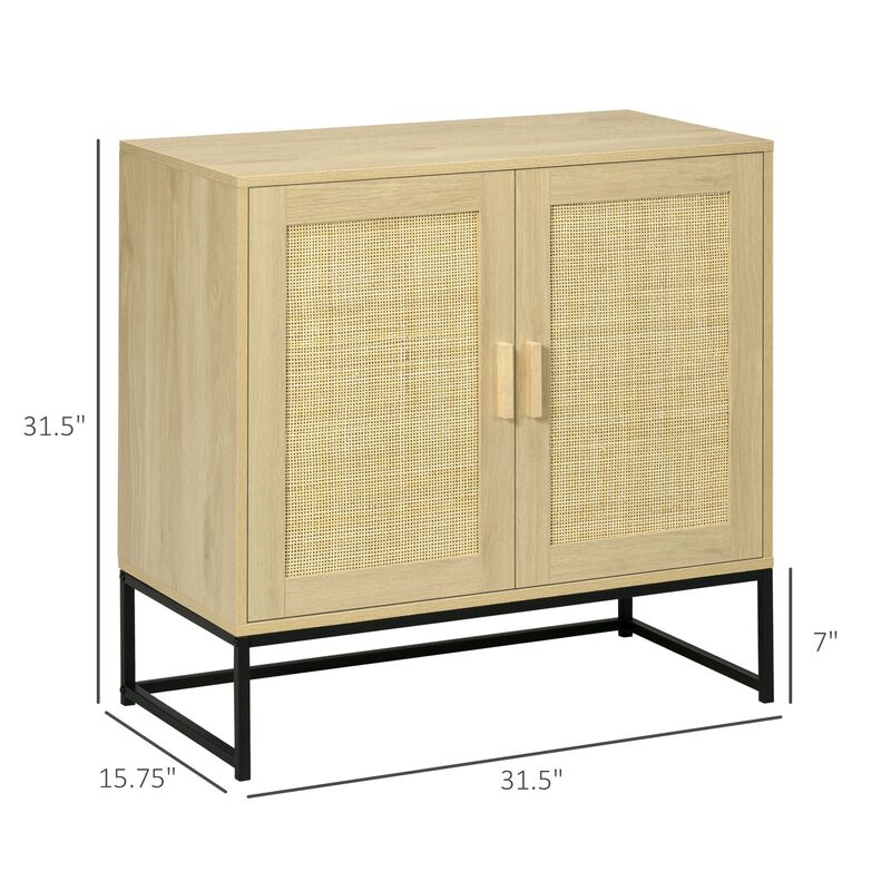 Versatile Storage: Sideboard with Rattan Doors & Metal Base