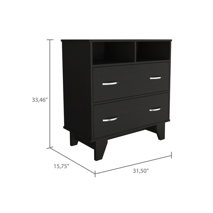 Aaron 2-Drawer 2-Shelf Dresser Black Wengue
