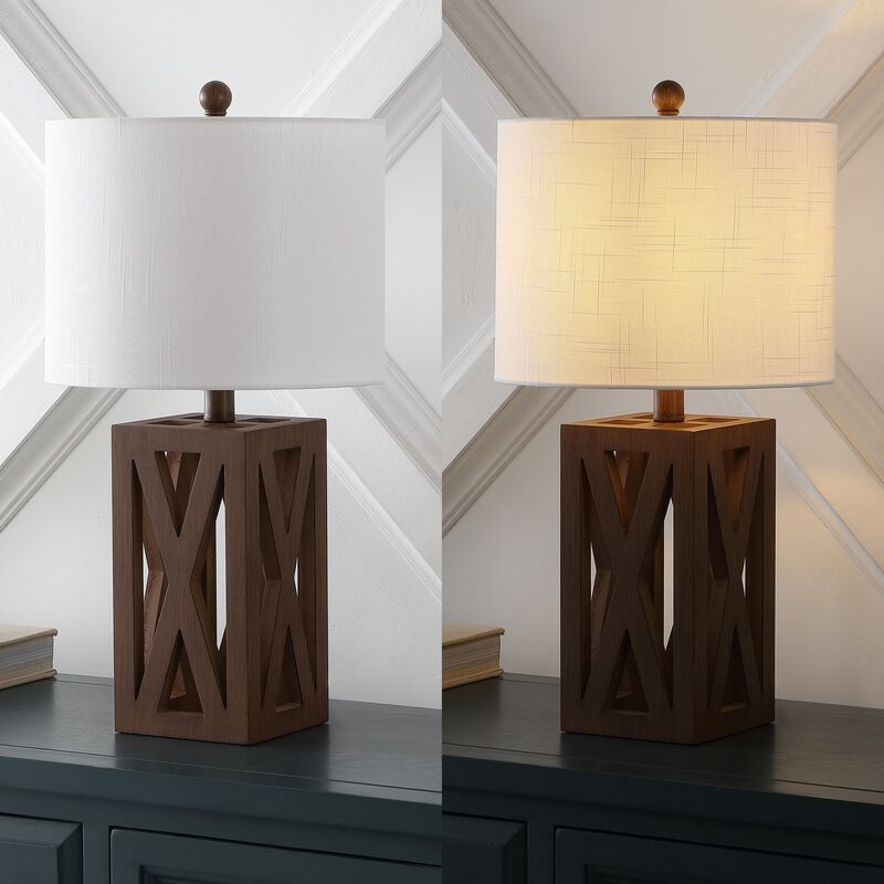 Stewart Farmhouse Wood LED Table Lamp
