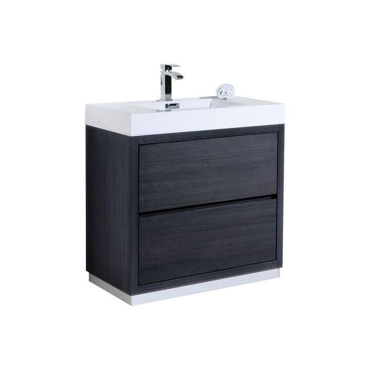 Kubebath Bliss 36 Gray Oak Free Standing Modern Bathroom Vanity