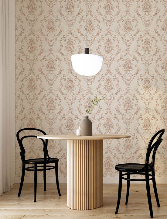 Glenda Copper Floral Damask Wallpaper