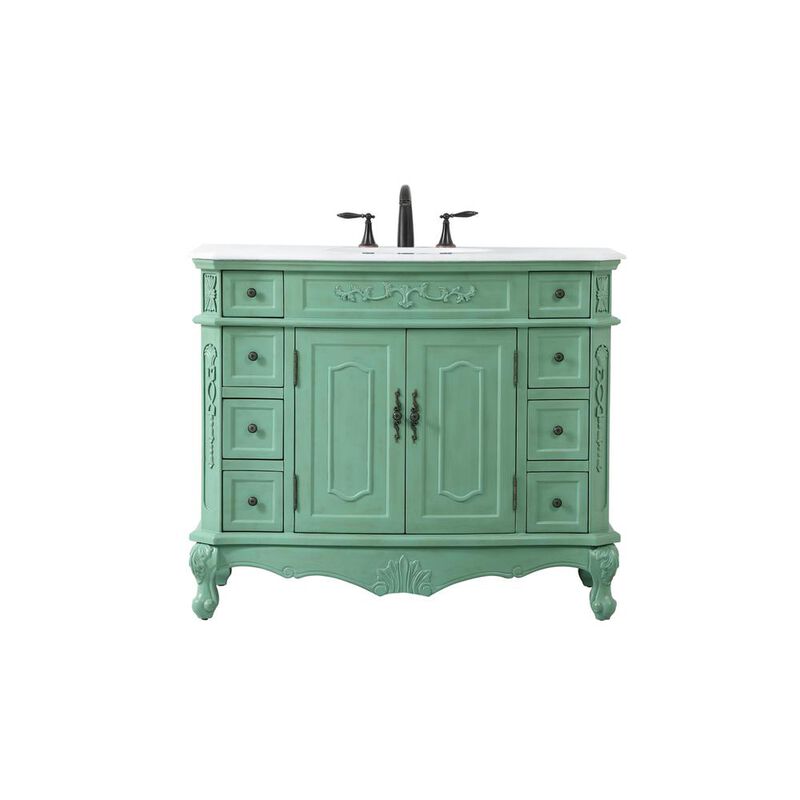 Elegant Kitchen and Bath 42 inch Single Bathroom vanity in vintage mint