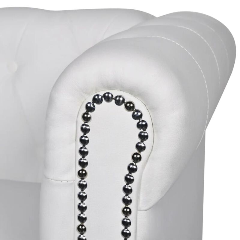 vidaXL Chesterfield 3-Seater Artificial Leather White