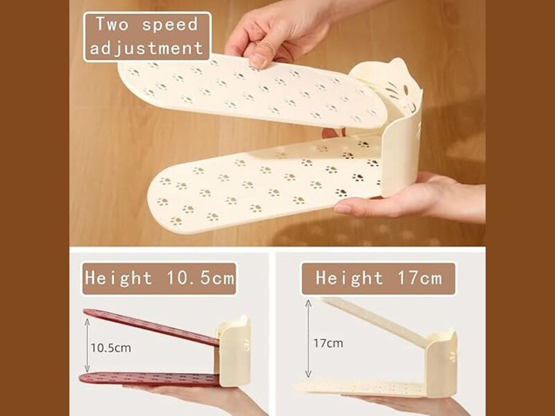 Shoe Organizer Closet Storage Cute Cat Face 10 Piece Double image number 2