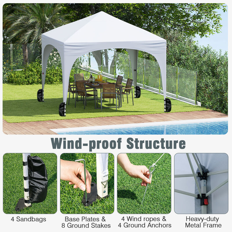 Outdoor Pop-Up Tent with 4 Detachable Side Panels &ndash; Folding Canopy for Patio, Garden, Market