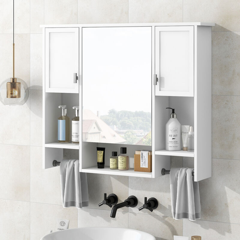 ELEMENT ACE Modern Wall Mounted Bathroom Storage Cabinet with Mirror and Towel Bar image number 3
