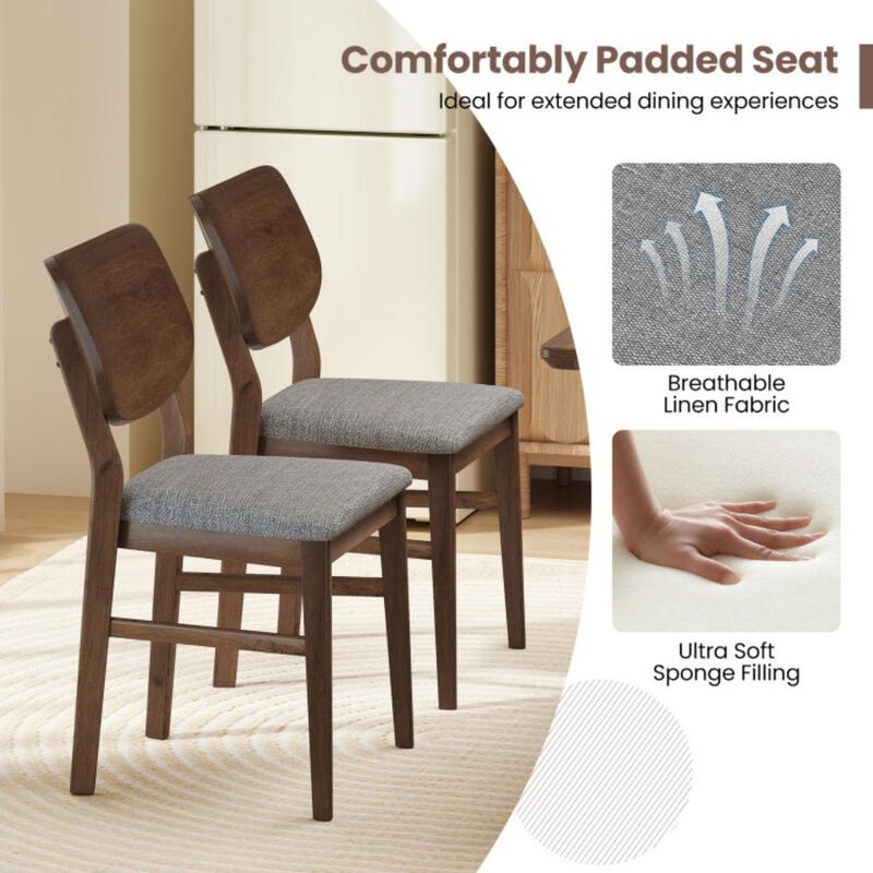 Hivvago Farmhouse Upholstered Kitchen Chairs Set of 2 with Rubber Wood Frame