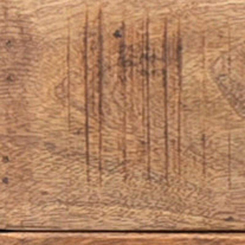 HomeRoots 36" Natural and Black Solid Wood and Iron Distressed Frame Console Table With Two Drawers image number 2