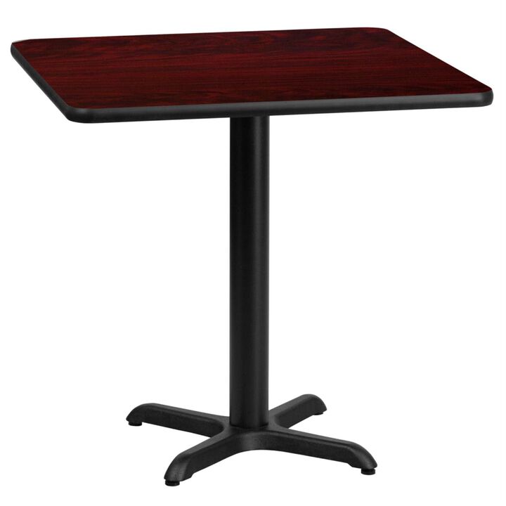 Flash Furniture 24'' Square Mahogany Laminate Table Top with 22'' x 22'' Bar Height Table Base