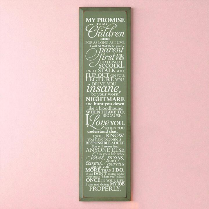 Parent Promise Wood Sign Inspirational Family Quote Rustic Home Wall Decor