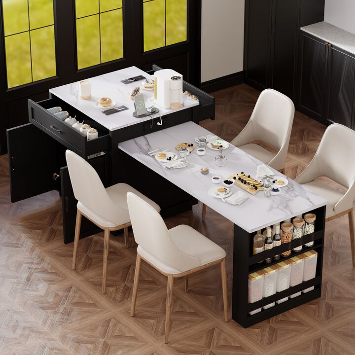 Merax Kitchen Island with Extendable Dining Table