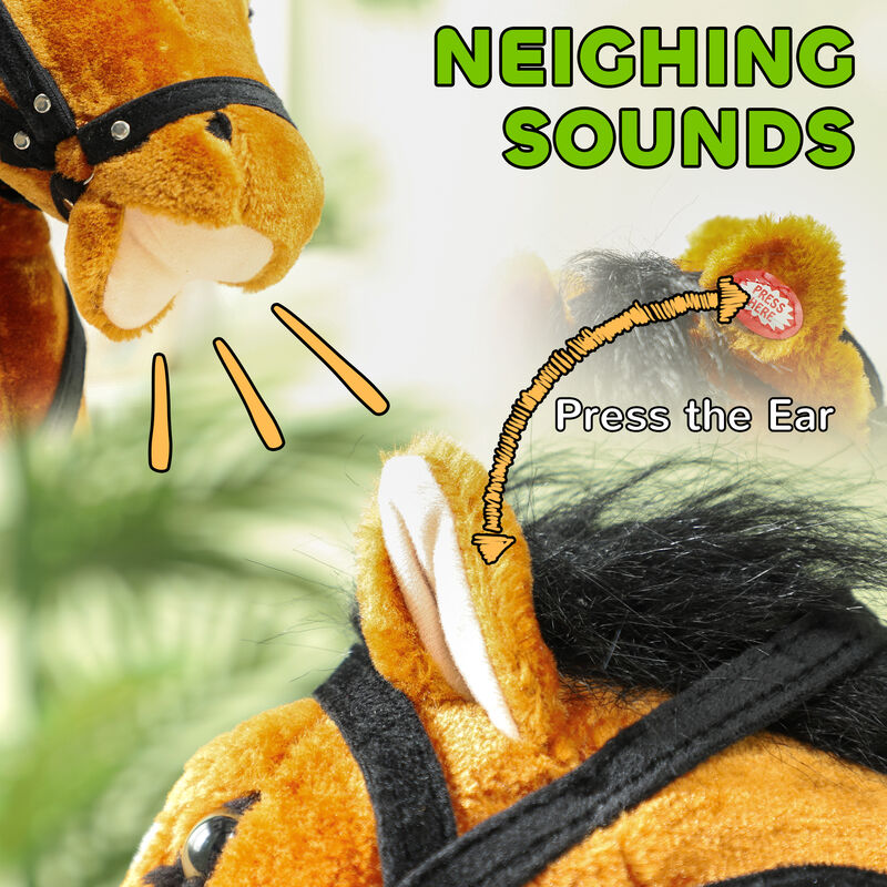 BreeBe Kids Plush Rocking Horse Ride-On with Sound Effects image number 3