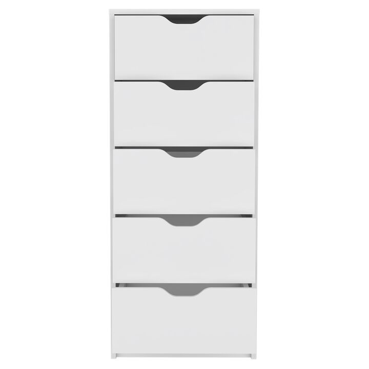 DEPOT E-SHOP Houma 5 Drawers Narrow Dresser, Slim Storage Chest of Drawers