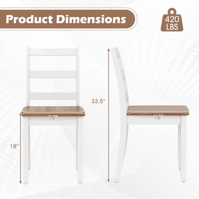 Solid Rubber Wood Dining Chairs Set of 4 Wooden Seating Set image number 2