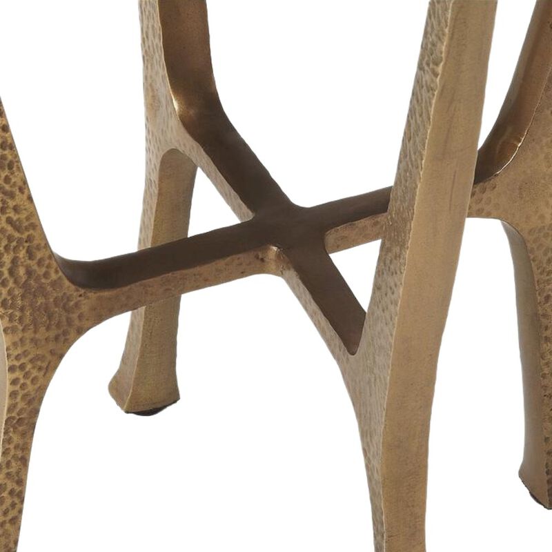 Starlight Canyon Home Stone Side Table &ndash; Unique Round Stone End Table with Metal Base Design image number 2