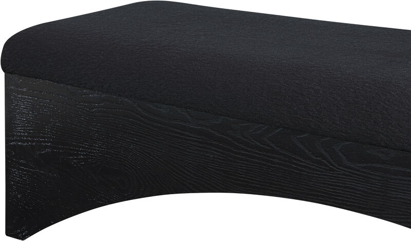 Meridian Furniture Lawson Black Velour Fur Fabric Bench