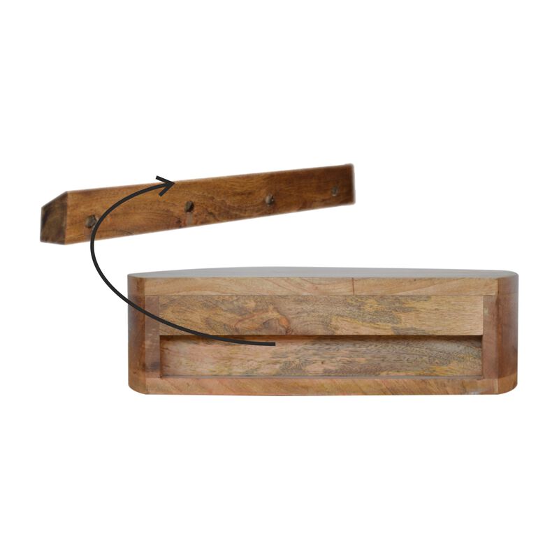 Solid Wood Wall Mounted Rounded 1 Drawer Nightstand