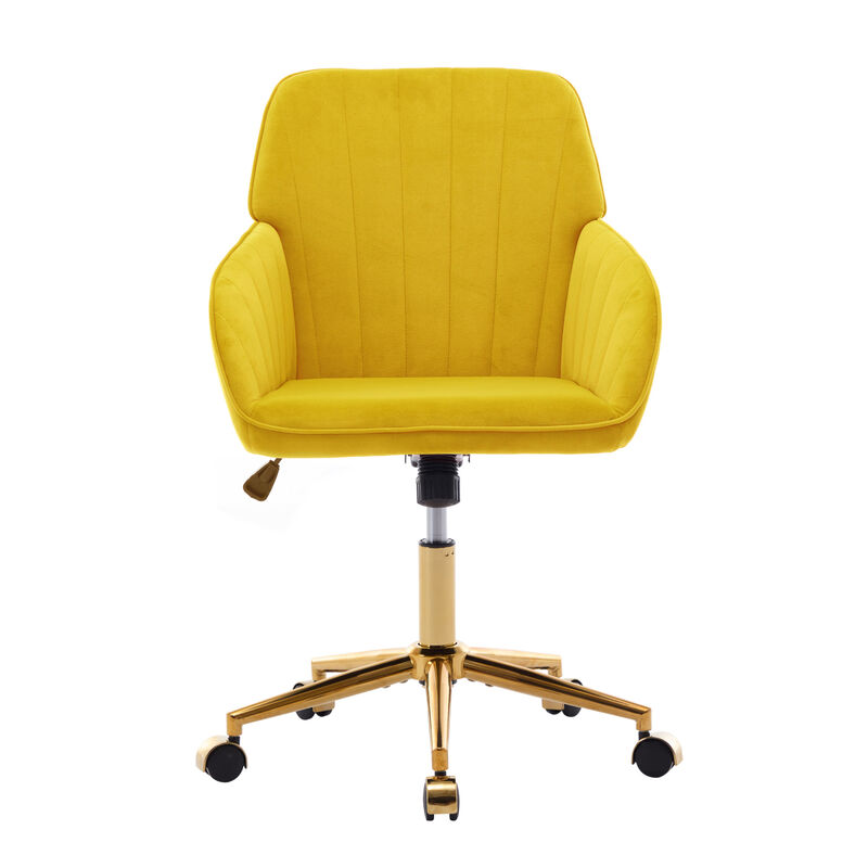 GOODSILO Adjustable Ergonomic Swivel Chair with Memory Foam Cushion and Golden Base image number 6