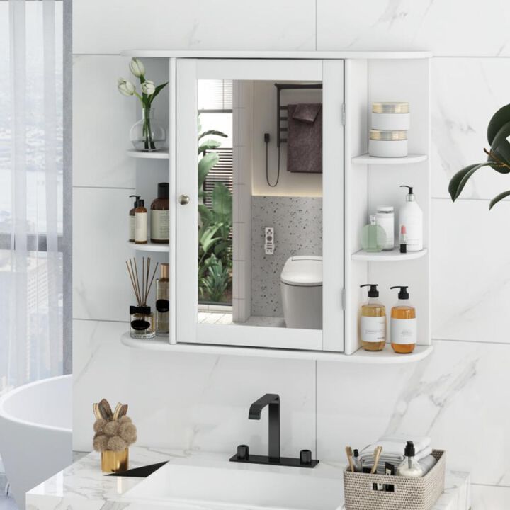 Hivvago Wall-Mounted Bathroom Mirror Cabinet with Storage Shelves
